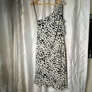 Plus Sz NWT VTG y2k Late 90's Animal Print One Shoulder Maxi Cocktail Slip Dress